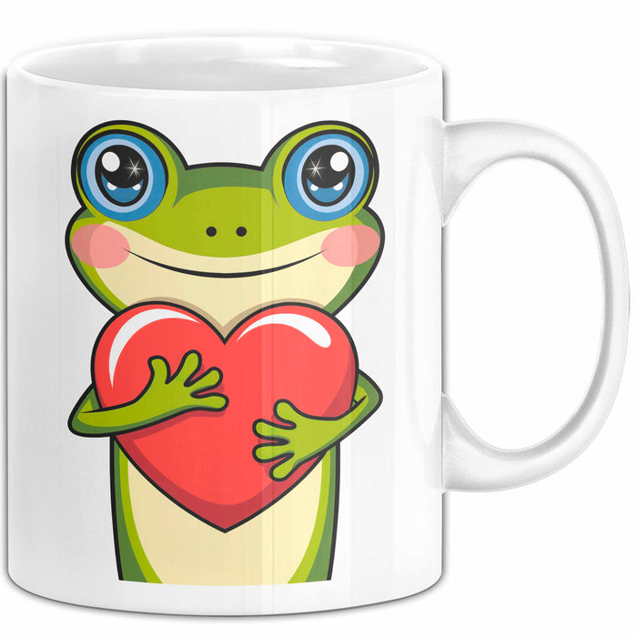 Frosch Herz Tasse Geschenk Lustige Geschenkidee Spruch Weiß Trendation