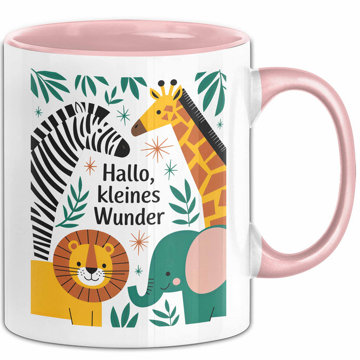 Baby Geburt Neue Eltern Tasse Geschenk Lustige Geschenkidee Spruch Kleines Wunder Rosa Trendation