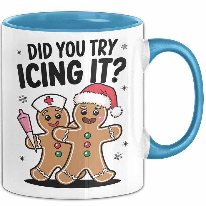 Sarkastische Weihnachtsfeier Tasse Geschenk Lustige Geschenkidee Spruch Hast Du Versucht Es Zu Kühlen Blau Trendation