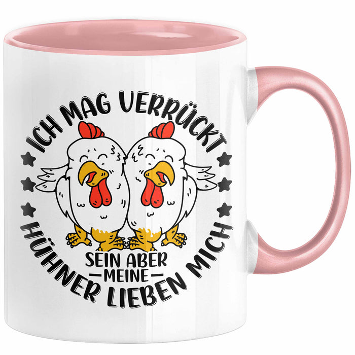 Hühner Tasse Geschenk Hühnerflüsterin Huhn Geschenkidee Kaffee-Becher Landwirt Bauer Landiwrtin Rosa Trendation