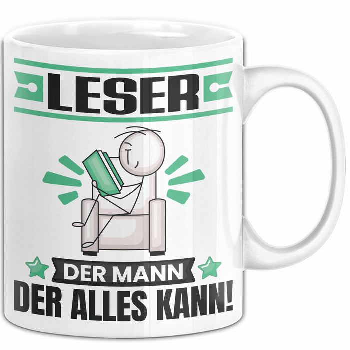Leser Tasse Geschenk für Leser Der Mann Der Alles Kann Geschenkidee zum Geburtstag Weiß Trendation