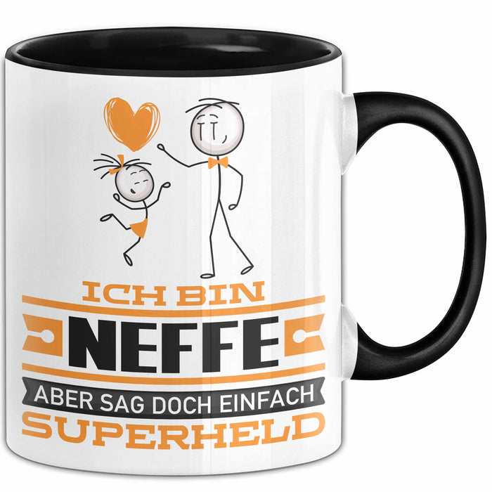 Neffe Geschenk Tasse Ich Bin Neffe Aber Sag Doch Einfach Superheld Lustige Geschenkdiee für Neffe Kaffee-Becher Schwarz Trendation