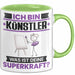 Künstler Tasse Geschenk für Künstler Geburtstag Lustiger Spruch Kaffee-Becher Was Ist Deine Superkraft Grün Trendation
