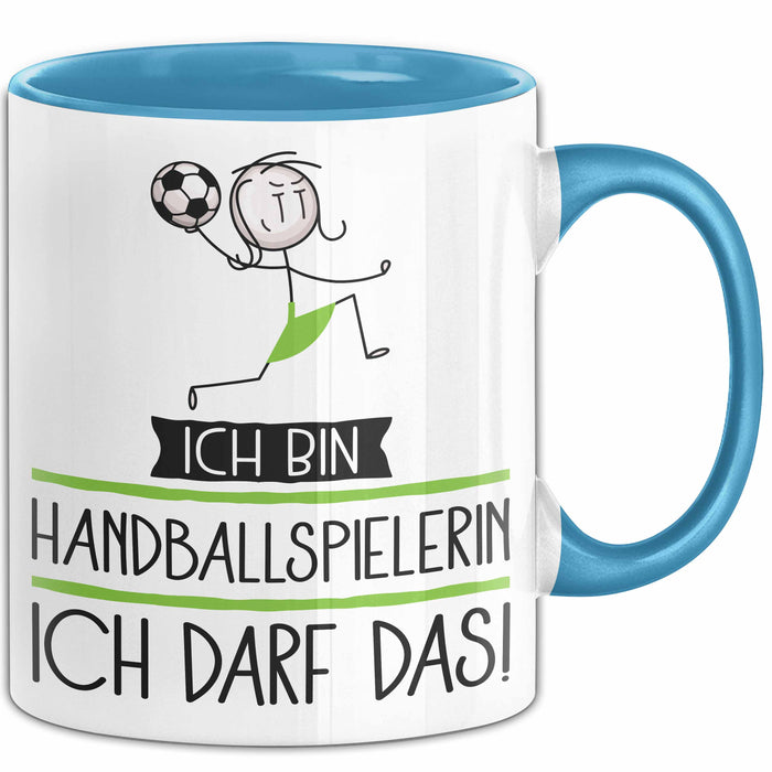 Geschenk für Handballspielerin Tasse Lustige Geschenkidee Geburtstag Ich Bin Handballspielerin Ich Darf Das Blau Trendation