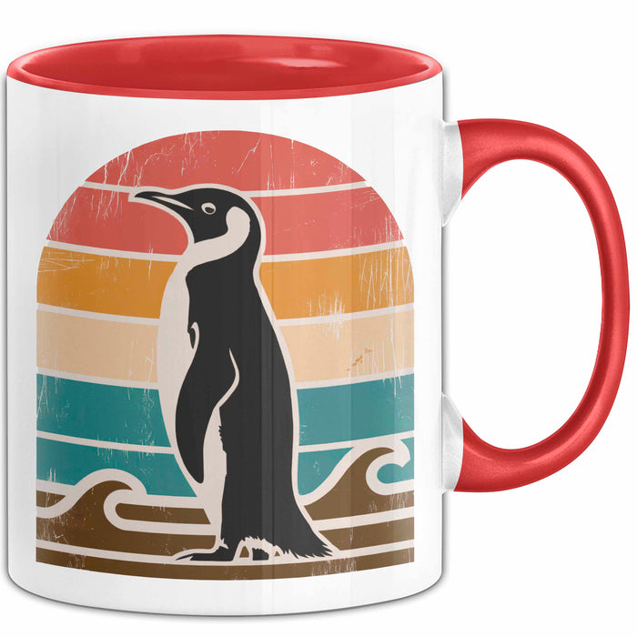 Retro Pinguin Tier Tasse Geschenk Lustige Geschenkidee Spruch Rot Trendation