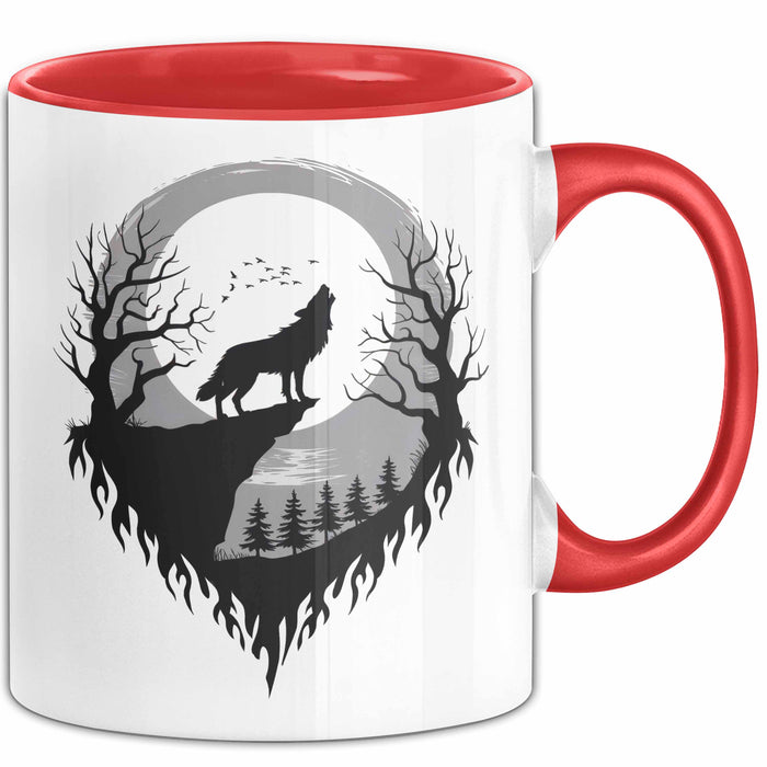 Wolf Tierliebhaber Tasse Geschenk Lustige Geschenkidee Spruch Rot Trendation