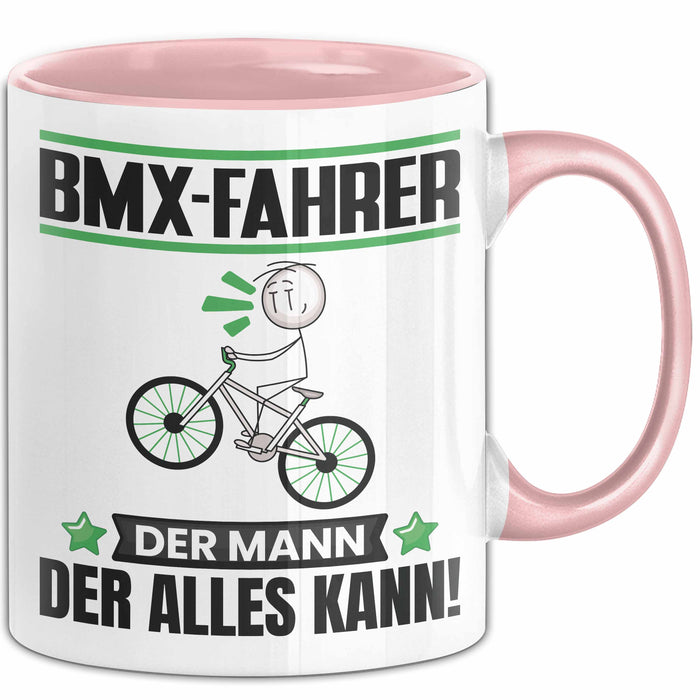 BMX-Fahrer Tasse Geschenk für BMX-Fahrer Der Mann Der Alles Kann Geschenkidee zum Geburtstag Rosa Trendation