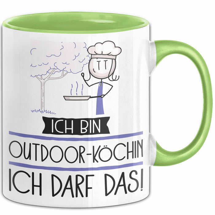 Geschenk für Outdoor-Köchin Tasse Lustige Geschenkidee Geburtstag Ich Bin Outdoor-Köchin Ich Darf Das Grün Trendation