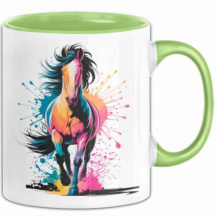 Pferde Tierliebhaber Tasse Geschenk Lustige Geschenkidee Spruch Grün Trendation