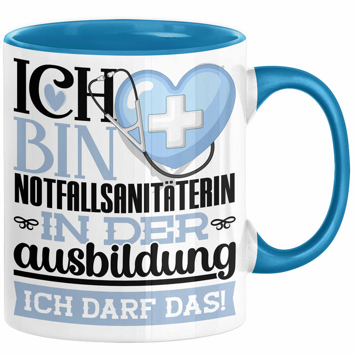 Notfallsanitäterin Ausbildung Start Geschenk Tasse Ich Bin Notfallsanitäterin In Der Ausbildung Ich Darf Das Kaffee-Becher Geschenkidee Blau Trendation
