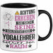 Yogalehrer Geschenk Tasse Lustiger Spruch Erheben Sie Sich Der Yogalehrer Betritt den Raum Schwarz Trendation