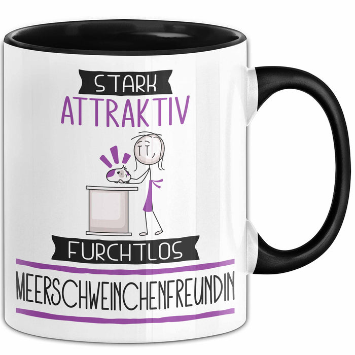 Meerschweinchenfreundin Tasse Geschenk Becher Stark Attraktiv Furchtlos Meerschweinchenfreundin Lustige Geschenkidee Trendation
