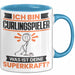 Curlingspieler Tasse Geschenk für Curlingspieler Geburtstag Lustiger Spruch Kaffee-Becher Was Ist Deine Superkraft Blau Trendation