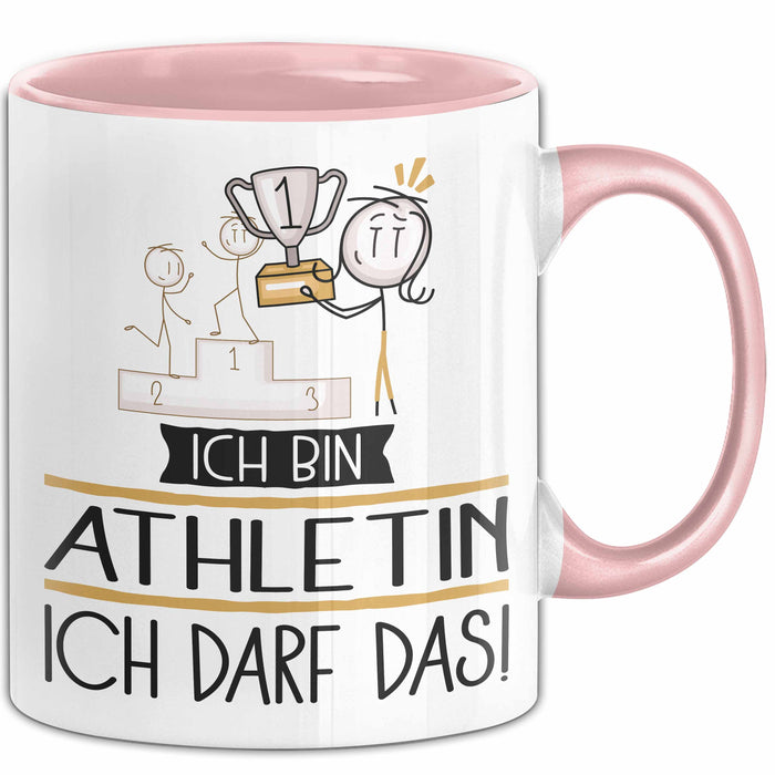 Geschenk für Athletin Tasse Lustige Geschenkidee Geburtstag Ich Bin Athletin Ich Darf Das Rosa Trendation
