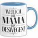 Mama Muttertag Tasse Becher Geschenk Lustige Geschenkidee Spruch Weil Ich Die Mama Bin Deswegen Blau Trendation