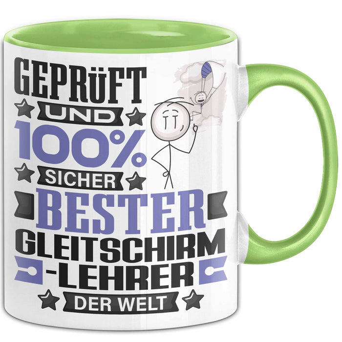 Gleitschirmlehrer Geschenk Lustiger Spruch für Gleitschirmlehrer Geschenkidee Bester Gleitschirmlehrer Der Welt Grün Trendation