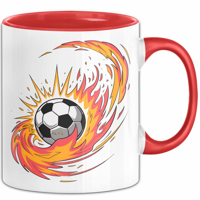 Fußballfan Tasse Geschenkidee für Fußballliebhaber Rot Trendation