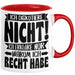 Lustige Tasse Besserwisser Mit Spruch Ich Diskutiere Nicht Ich Erkläre Nur Warum Ich Recht Habe Kaffee-Becher Sprüche Geschenkidee Kollege Rot Trendation