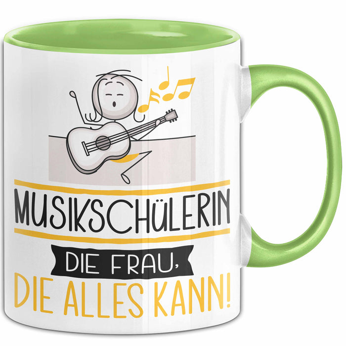 Musikschülerin Geschenk Tasse Becher Die Frau Die Allen Kann Geschenkidee für eine Musikschülerin Lustig Grün Trendation