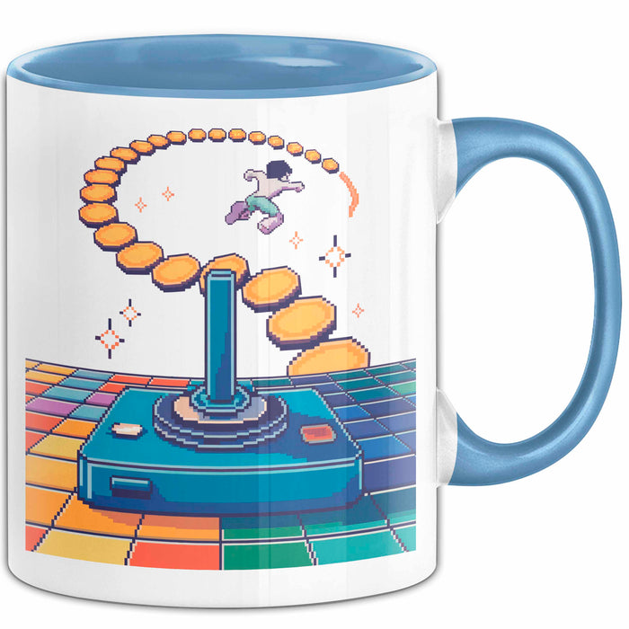 Retro Gamer Tasse Geschenk Lustige Geschenkidee Spruch Für Oldschool Spieler Blau Trendation