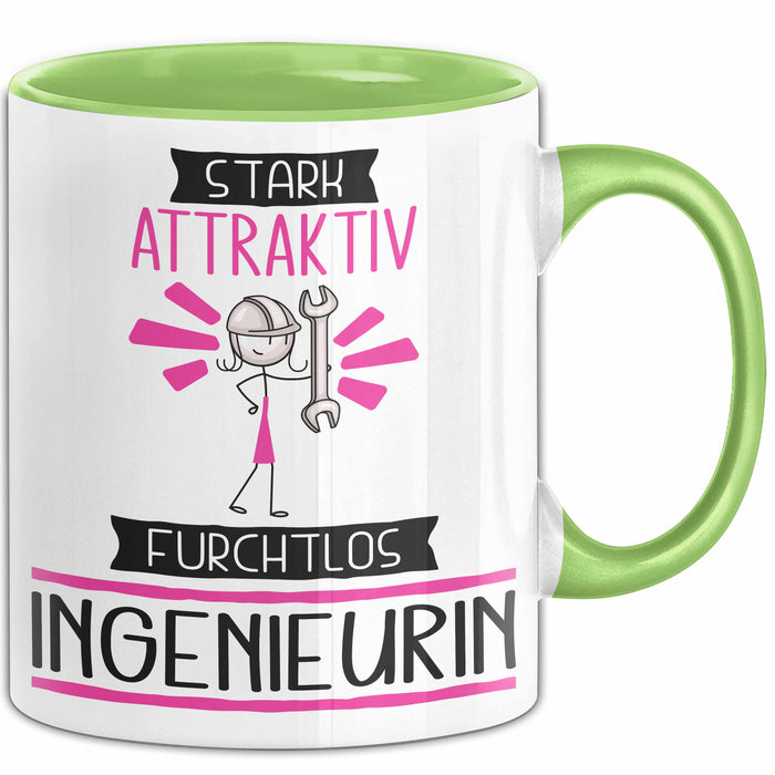 Ingenieurin Tasse Geschenk Becher Stark Attraktiv Furchtlos Ingenieurin Lustige Geschenkidee Grün Trendation