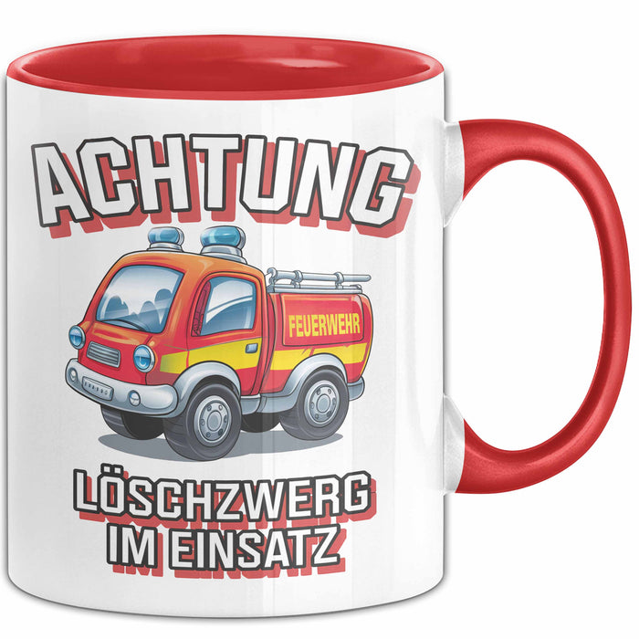 Feuerwehrmann Tasse Geschenk Feuerzwerg Im Einsatz Feuerwehr Rot Trendation