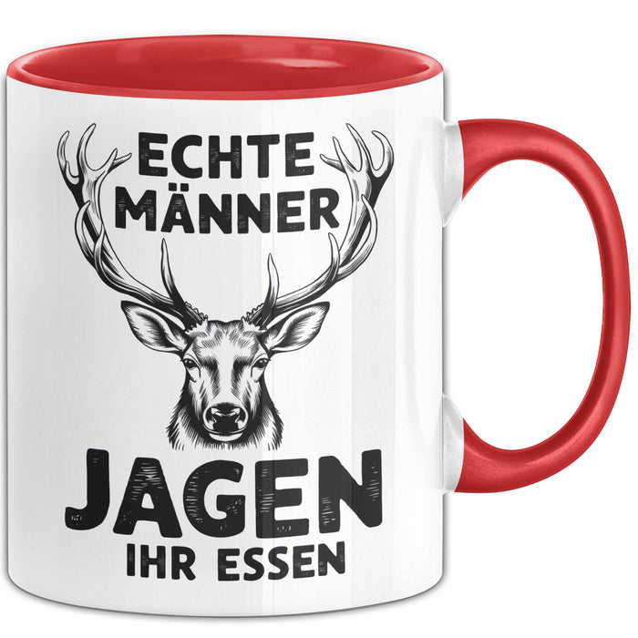 Hirschjäger Jagd Tasse Geschenk Echte Männer jagen ihr Essen Rot Trendation
