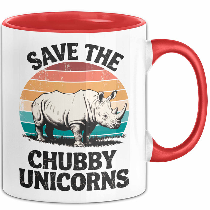 Nashorn Tasse Geschenk Lustige Geschenkidee Spruch Rettet Die Moppeligen Einhörner Rot Trendation