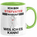 Stiefvater Geschenk Tasse Lustiger Spruch Ich Bin Stiefvater Warum Weil Ich Es Kann Geschenkidee Bester Stiefvater Geburtstag Kaffee-Becher Grün Trendation