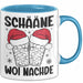 Weihnachten Tasse Geschenk Schääne Woi Nachde Kaffee-Becher Blau Trendation
