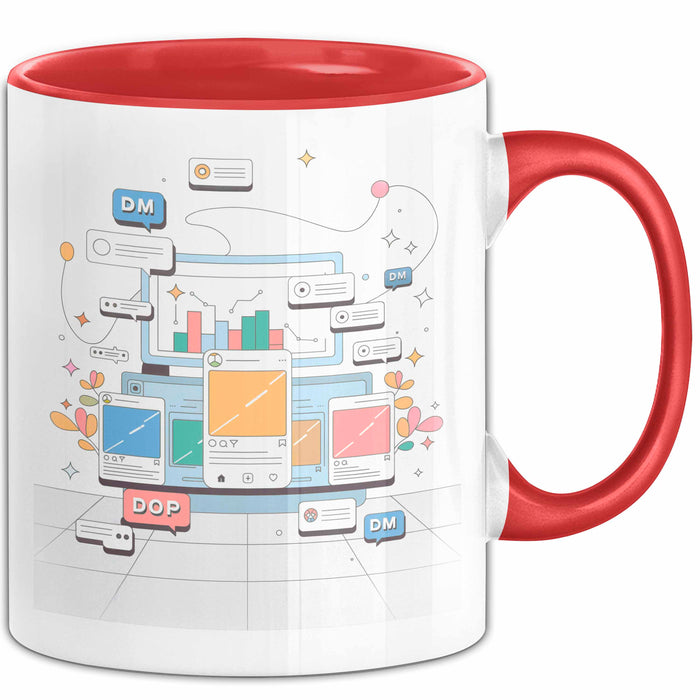 Social Media Manager Tasse Geschenk Lustige Geschenkidee Spruch Für Wachstum Treiber Rot Trendation