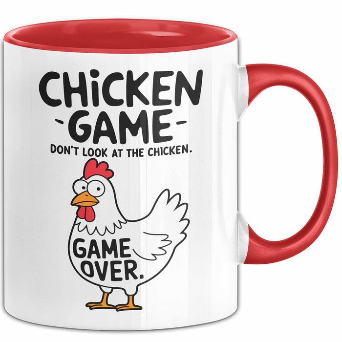 Sarkistisches Huhn Tasse Geschenk Lustige Geschenkidee Spruch Hühnerspiel Schau Nicht Auf Das Huhn Rot Trendation