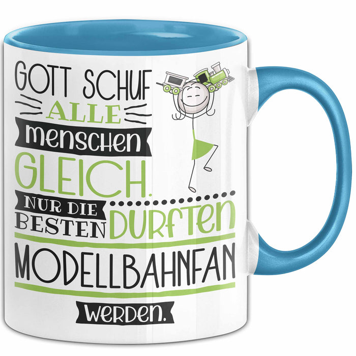 Modellbahnfan Geschenk Becher Tasse Gott Schuf Alle Menschen Gleich Nur Die Besten Durfeten Modellbahnfan Werden Geschenkidee Lustig Blau Trendation