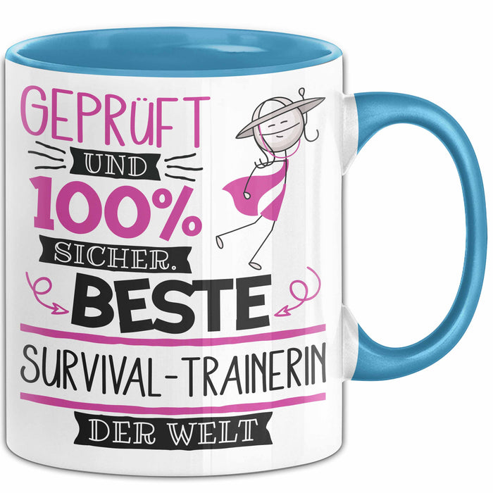 Survival-Trainerin Geschenk Becher Tasse Gott Schuf Alle Menschen Gleich Nur Die Besten Durfeten Survival-Trainerin Werden Geschenkidee Lustig Blau Trendation