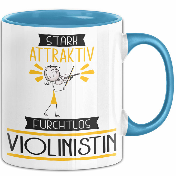 Violinistin Tasse Geschenk Becher Stark Attraktiv Furchtlos Violinistin Lustige Geschenkidee Blau Trendation