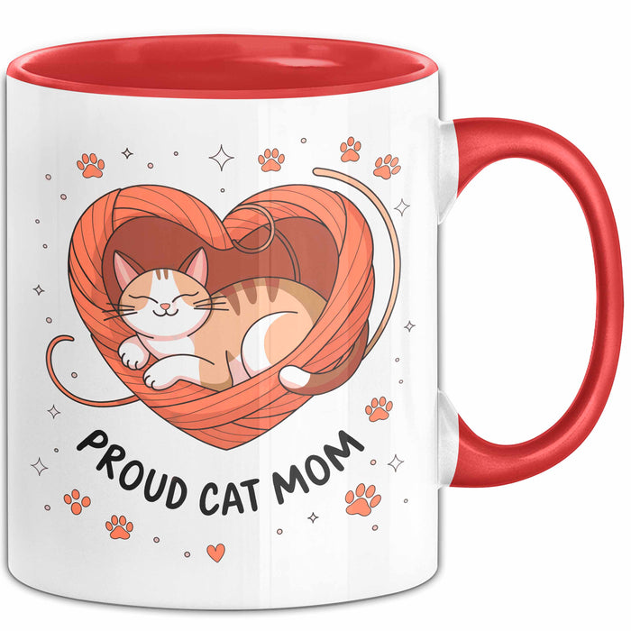 Katzen Mama Tasse Geschenk Lustige Geschenkidee Spruch Für Katzen Eltern Rot Trendation
