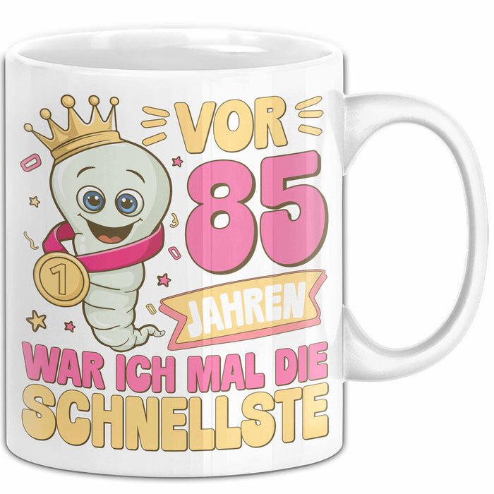85. Geburtstag Tasse Geschenk Vor 85 Jahren War Ich Mal Die Schnellste Geschenkidee Frauen Mutter Oma Weiß Trendation