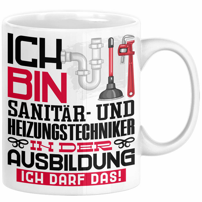 Sanitär- und Heizungstechniker Ausbildung Tasse Geschenk Ich Bin Sanitär- und Heizungstechniker In Der Ausbildung Ich Darf Das Geschenkidee Spruch Weiß Trendation