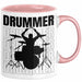 Drummer Schlagzeug-Spieler Geschenk Tasse Geschenkidee Kaffee-Becher Schlagzeuger Rosa Trendation