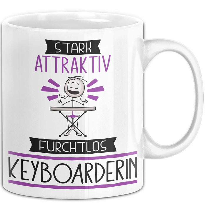 Keyboarderin Tasse Geschenk Becher Stark Attraktiv Furchtlos Keyboarderin Lustige Geschenkidee Weiß Trendation