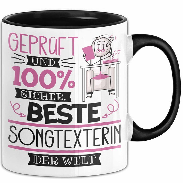 Beste Songtexterin Der Welt Tasse Geschenk für Eine Songtexterin Geprüft Und Sicher Geschenkidee Geburtstag Weihnachten Trendation