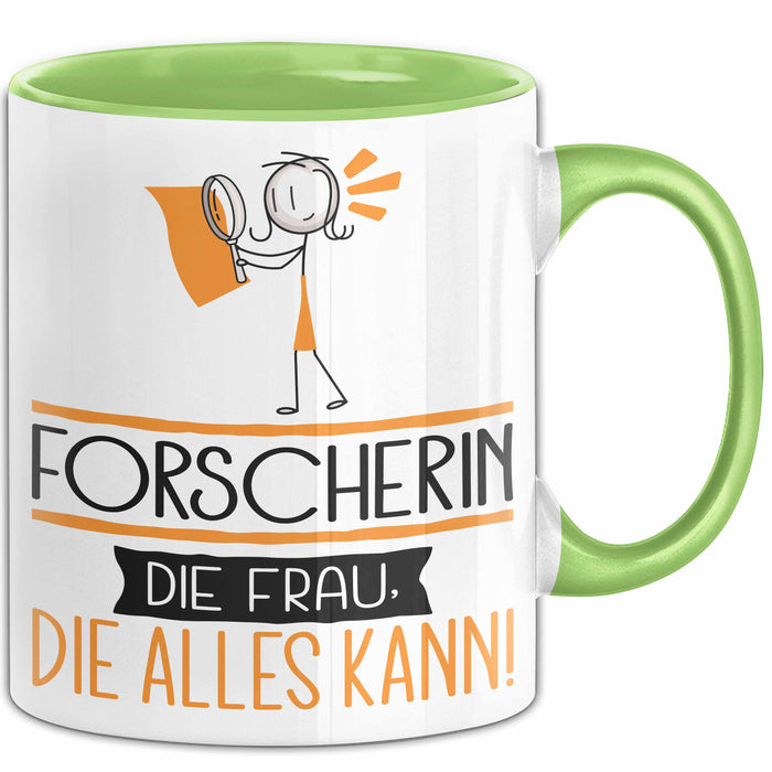 Forscherin Geschenk Tasse Becher Die Frau Die Allen Kann Geschenkidee für eine Forscherin Lustig Grün Trendation