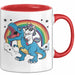 Einhorn Liebhaber Tasse Geschenk Einhorn Reitet Auf Dinosauriere T-Rex Dino Frauen Geschenk Rot Trendation