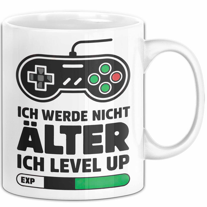 Gamer Gaming Liebhaber Tasse Geschenk Lustige Geschenkidee Spruch Ich Werde Nicht Älter Ich Level Up Weiß Trendation