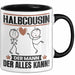 Halbcousin Tasse Geschenk für Halbcousin Der Mann Der Alles Kann Geschenkidee zum Geburtstag Schwarz Trendation