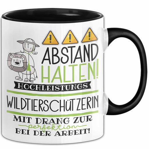 Wildtierschützerin Tasse Geschenk Lustig Abstand Halten Hochleistungs-Wildtierschützerin Mit Drang Zur Perfektion Bei Der Arbeit Trendation