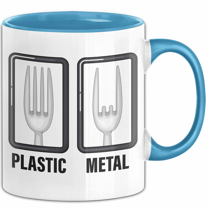 Plastik Tasse Geschenk Plastic Metal Musiker Spruch Geschenkidee Blau Trendation