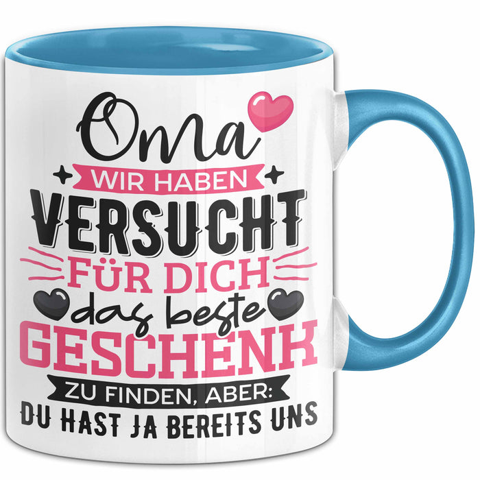Geschenk Oma Tasse Muttertag Witzige Spruchidee Originell Blau Trendation