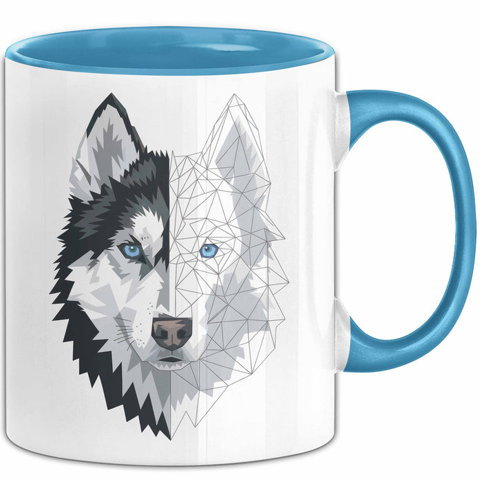 Wolf Tasse Geschenk Wolf für Wildtierfreunde Blau Trendation