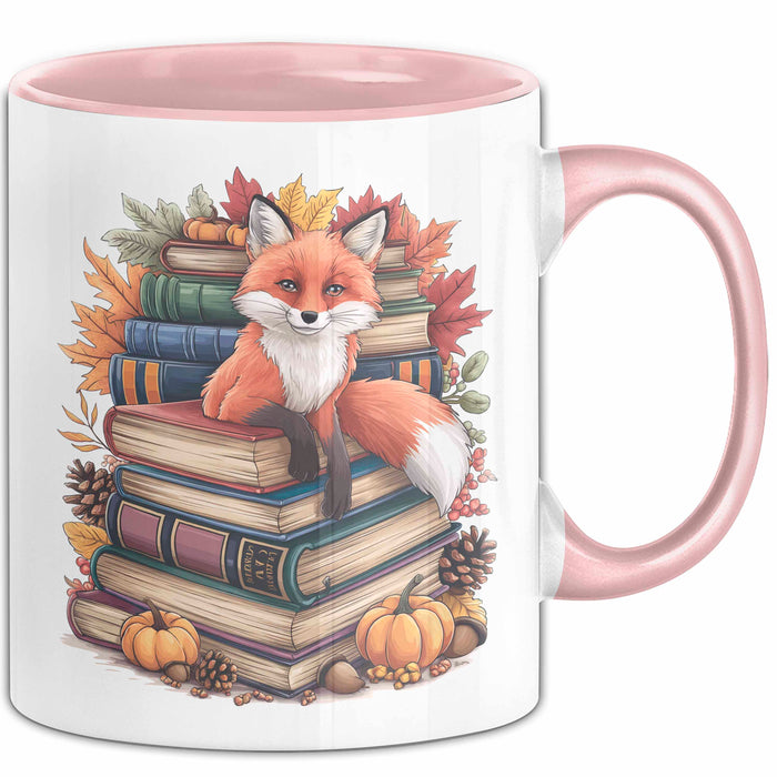 Fuchs Tierliebhaber Tasse Geschenk Lustige Geschenkidee Spruch Ästhetischer Fuchs Mit Buchlesung Rosa Trendation